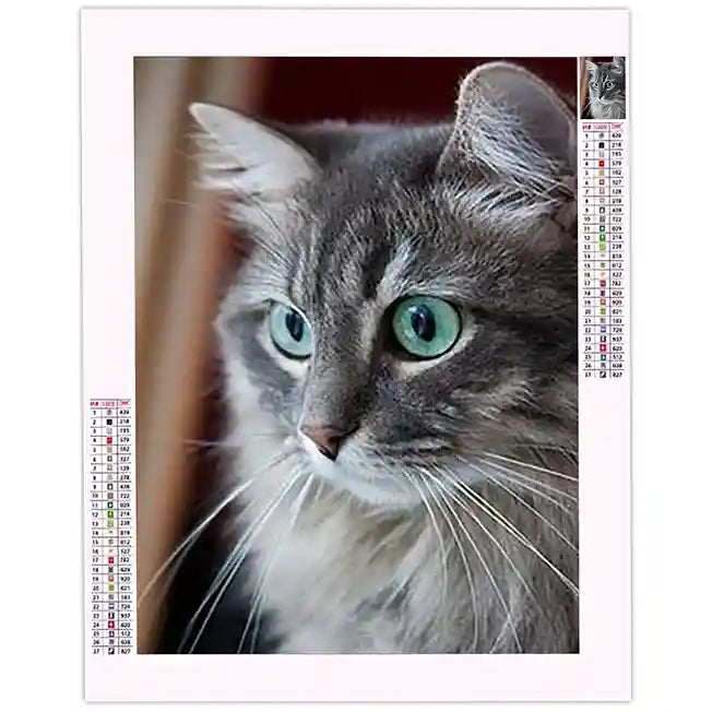 Broderie Diamant Chat Gris