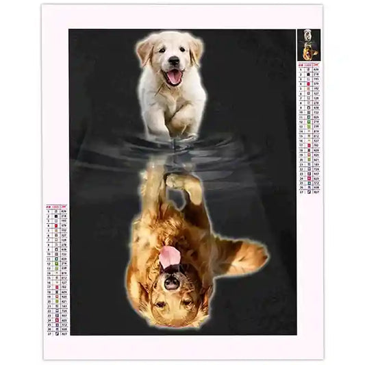 Diamond Painting Chiot et son Reflets