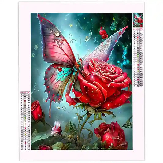 Diamond Painting Papillon et Rose