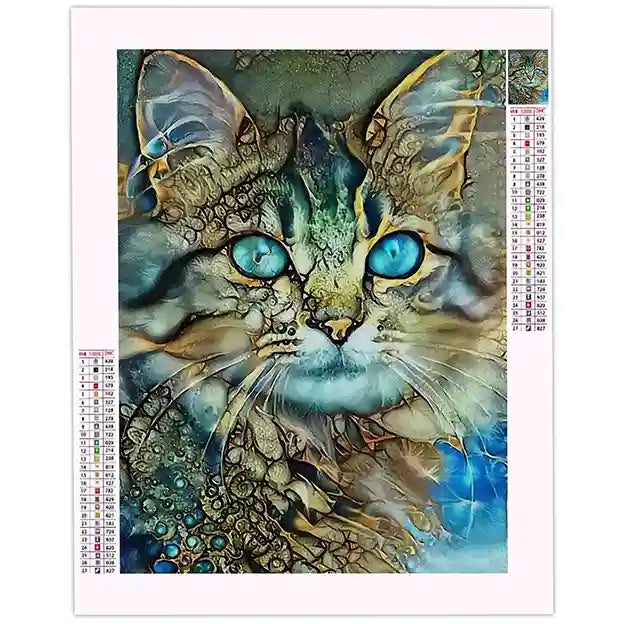 Broderie Diamant Chat Abstrait