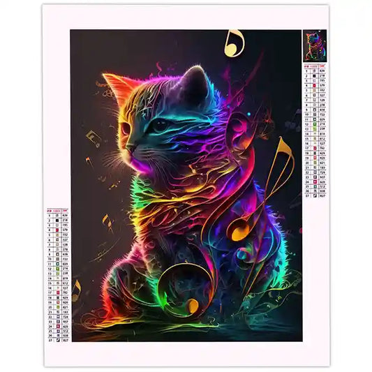 Broderie Diamant Chat Coloré