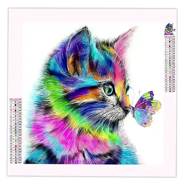 Broderie Diamant Chat Papillon