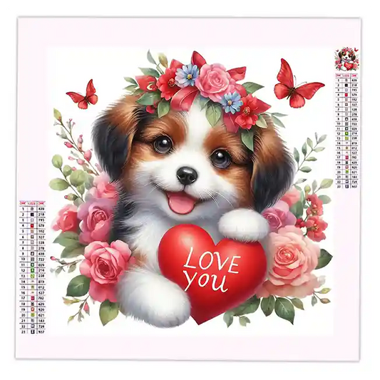 diamond painting chien et oeur