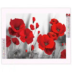 Broderie Diamant Coquelicot Rouge et Gris - Vignette | Broderie Diamant