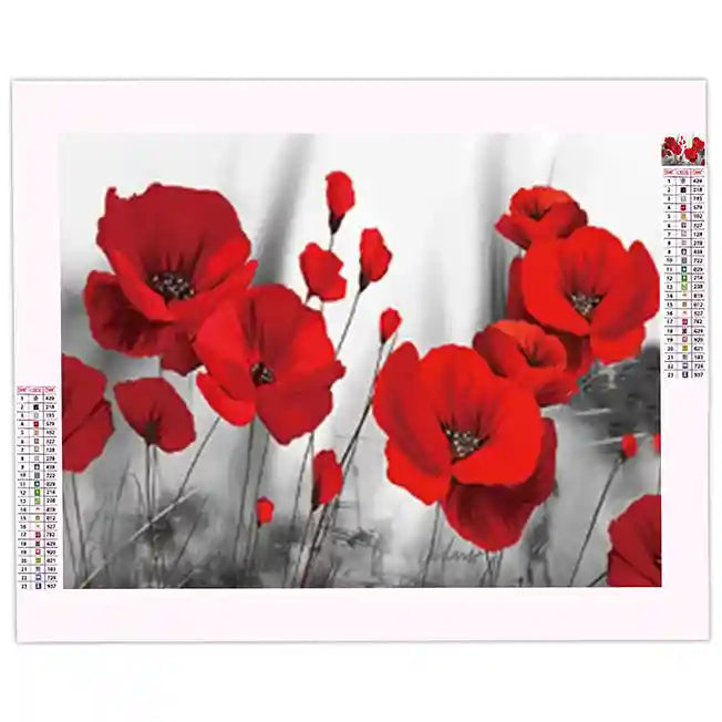 Diamond Painting Coquelicot Rouge et Gris