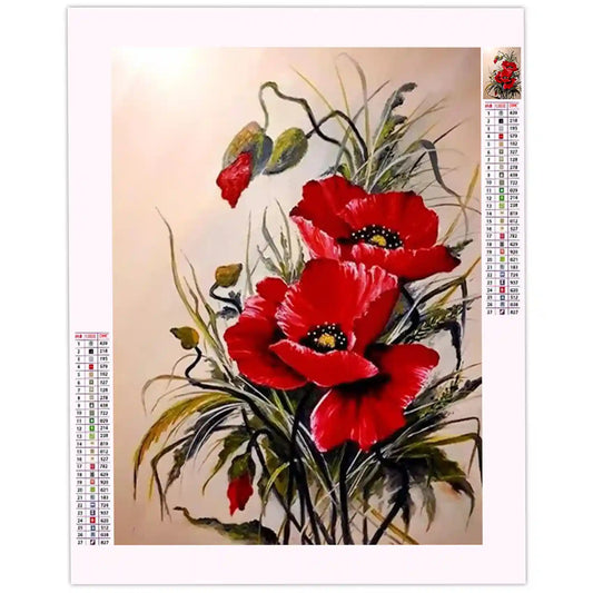 Broderie Diamant Coquelicot