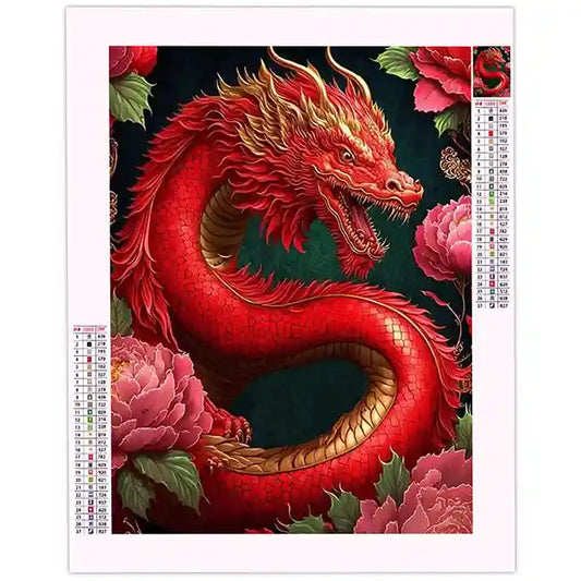 Broderie Diamant Dragon Rouge