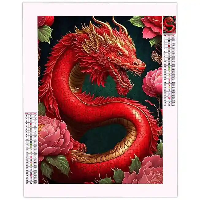 Broderie Diamant Dragon Rouge