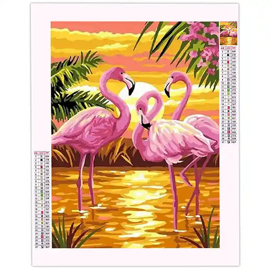 Broderie Diamant Flamant Rose