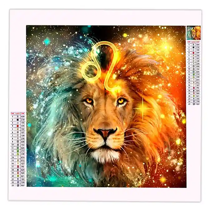 Broderie Diamant Lion Zodiaque