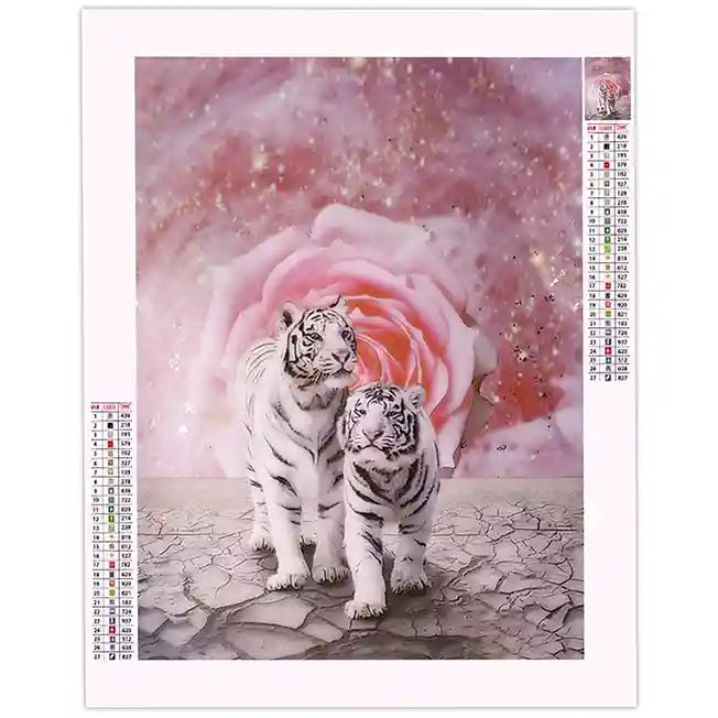 Broderie Diamant Tigre Blanc