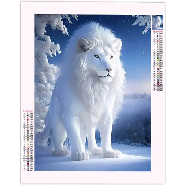 Broderie Diamants Lion Blanc