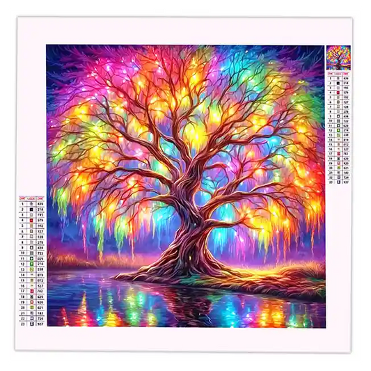 Broderie Diamant Arbre Multicolore