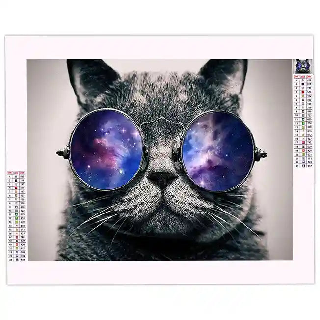 Broderie Diamant Chat avec des Lunettes