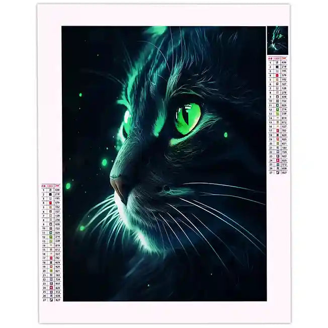 Diamond Painting Chat Noir aux Yeux Verts