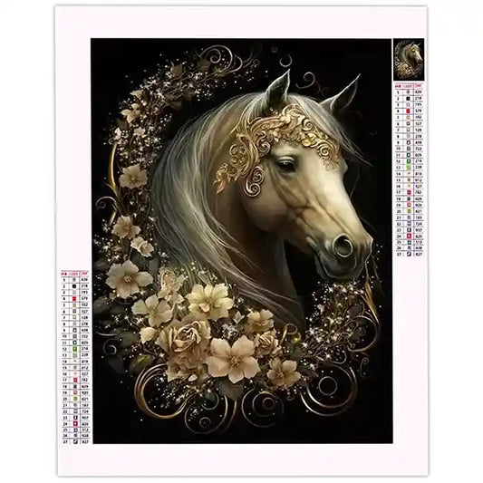 Diamond Painting Cheval et Fleurs