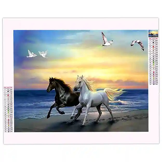 Diamond Painting Chevaux Blanc et Noir