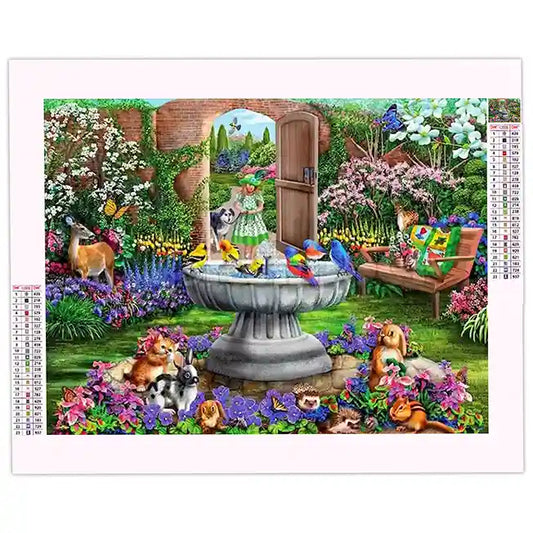 broderie diamant jardin fleuri