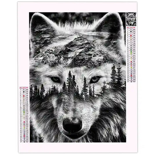 Diamond Painting Loup Noir et Blanc