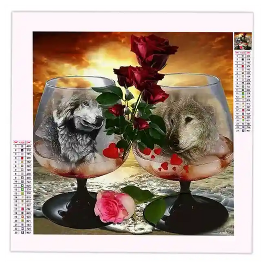 Diamond Painting Loup Rose Rouge