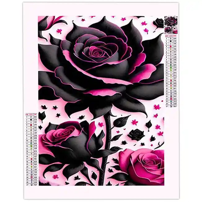 Broderie Diamant Rose Noire