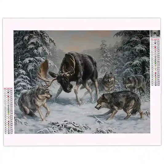 Peinture Diamant Caribou et Loups