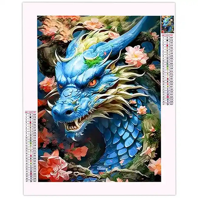 Broderie Diamant Dragon Bleu